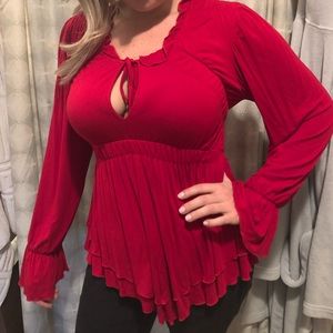 Red boho blouse